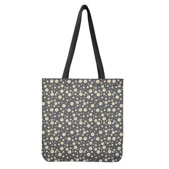 Grey Daisy Floral Pattern Print Tote Bag | Newhawaiianshirts DE