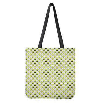 Grey Striped Alien Pattern Print Tote Bag | Newhawaiianshirts