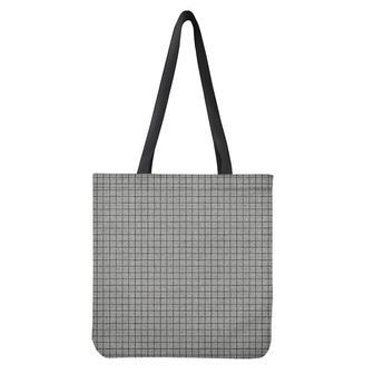 Grey Windowpane Pattern Print Tote Bag | Newhawaiianshirts CA