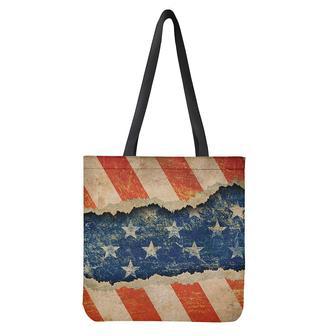 Grunge Ripped Paper American Flag Print Tote Bag | Newhawaiianshirts CA