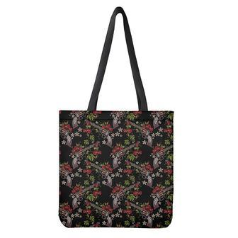 Guns And Flowers Pattern Print Tote Bag | Newhawaiianshirts