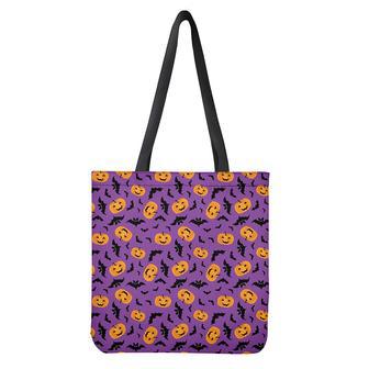 Halloween Bat And Pumpkin Pattern Print Tote Bag | Newhawaiianshirts