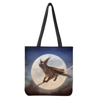 Halloween Flying Witch Cat Print Tote Bag | Newhawaiianshirts UK