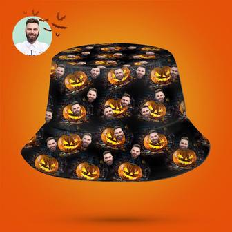 Halloween Gift Custom Bucket Hat Personalized Photo Hat - Scary Pumpkin | Newhawaiianshirts CA