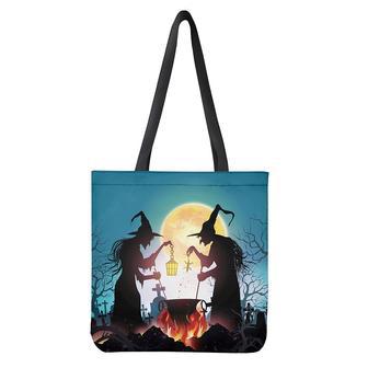 Halloween Witch And Cauldron Print Tote Bag | Newhawaiianshirts CA