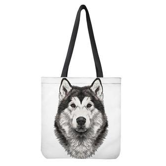 Hand Drawn Alaskan Malamute Print Tote Bag | Newhawaiianshirts DE