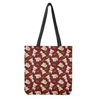 Happy Jack Russell Terrier Pattern Print Tote Bag | Newhawaiianshirts CA