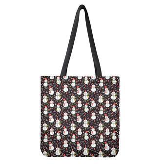 Happy Snowman Pattern Print Tote Bag | Newhawaiianshirts UK