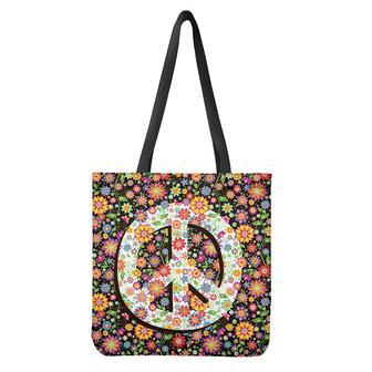 Hippie Flower Peace Sign Print Tote Bag | Newhawaiianshirts UK