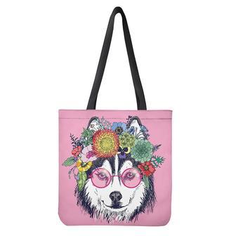 Hippie Siberian Husky Print Tote Bag | Newhawaiianshirts DE