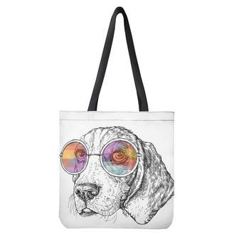 Hipster Beagle With Glasses Print Tote Bag | Newhawaiianshirts DE