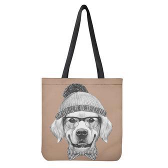 Hipster Golden Retriever Print Tote Bag | Newhawaiianshirts UK