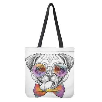 Hipster Pug Print Tote Bag | Newhawaiianshirts AU