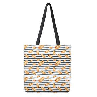 Hot Dog Striped Pattern Print Tote Bag | Newhawaiianshirts