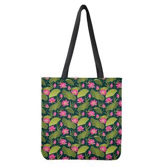 Hot Pink Lotus Pattern Print Tote Bag | Newhawaiianshirts