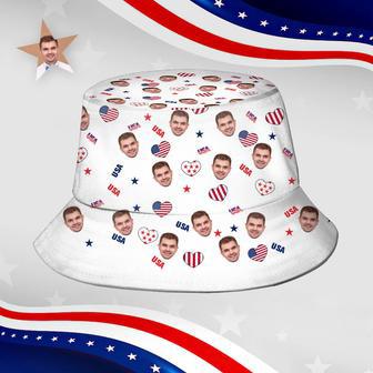 Independence Day Custom Bucket Hat Face Unisex Fisherman Hat Summer Hat - Usa | Newhawaiianshirts CA