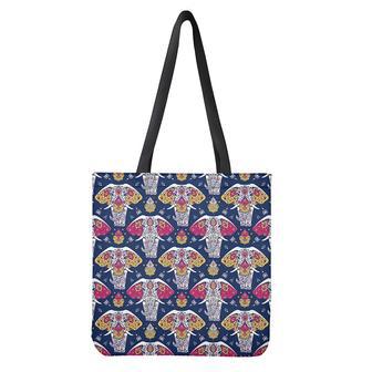 Indian Floral Elephant Pattern Print Tote Bag | Newhawaiianshirts