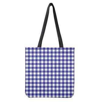 Indigo Blue And White Gingham Print Tote Bag | Newhawaiianshirts