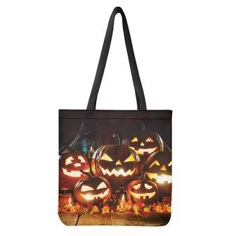 Jack-O'-Lantern Halloween Pumpkin Print Tote Bag | Newhawaiianshirts UK