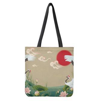 Japanese Cranes At Sunset Print Tote Bag | Newhawaiianshirts