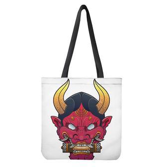 Japanese Demon Mask Print Tote Bag | Newhawaiianshirts DE