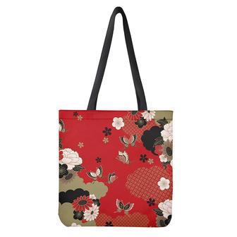 Japanese Flower Print Tote Bag | Newhawaiianshirts CA