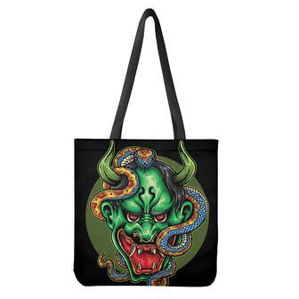 Japanese Oni Demon With Snake Print Tote Bag | Newhawaiianshirts CA