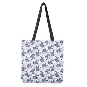 Japanese White Tiger Pattern Print Tote Bag | Newhawaiianshirts DE