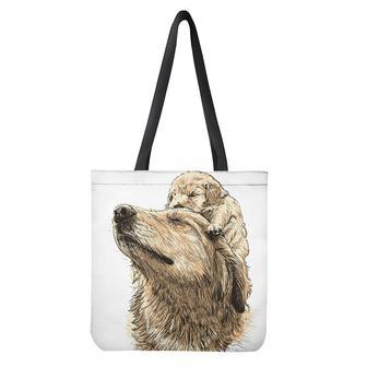 Labrador Retriever And Puppy Print Tote Bag | Newhawaiianshirts DE