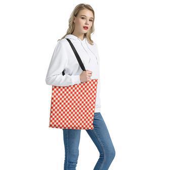 Lava Red And White Gingham Print Tote Bag | Newhawaiianshirts CA