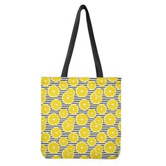 Lemon Striped Pattern Print Tote Bag | Newhawaiianshirts