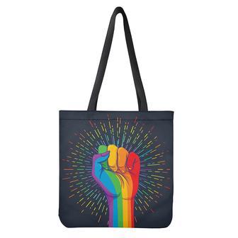 Lgbt Pride Rainbow Hand Print Tote Bag | Newhawaiianshirts AU