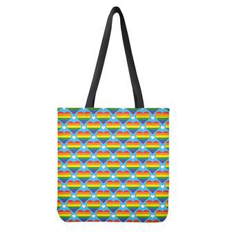 Lgbt Pride Rainbow Heart Pattern Print Tote Bag | Newhawaiianshirts AU