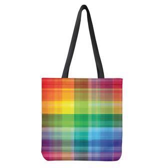 Lgbt Pride Rainbow Plaid Pattern Print Tote Bag | Newhawaiianshirts DE