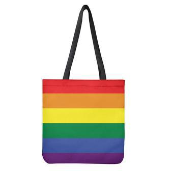 Lgbt Pride Rainbow Striped Print Tote Bag | Newhawaiianshirts DE