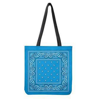 Light Blue Paisley Bandana Print Tote Bag | Newhawaiianshirts UK