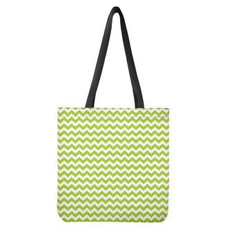 Lime Green And White Chevron Print Tote Bag | Newhawaiianshirts AU