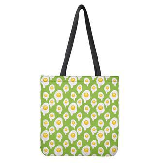 Lime Green Fried Eggs Pattern Print Tote Bag | Newhawaiianshirts DE