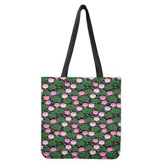 Lotus Flower And Leaf Pattern Print Tote Bag | Newhawaiianshirts UK