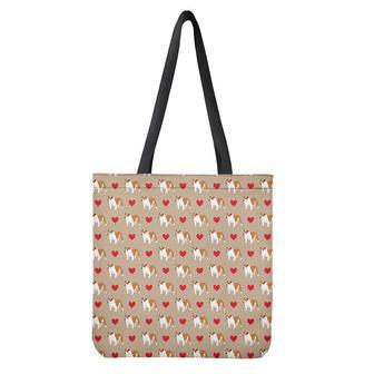 Love English Bulldog Pattern Print Tote Bag | Newhawaiianshirts CA