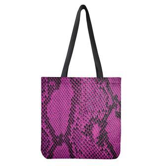 Magenta Pink And Black Snakeskin Print Tote Bag | Newhawaiianshirts AU