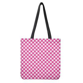 Magenta Pink And White Gingham Print Tote Bag | Newhawaiianshirts