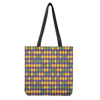 Mardi Gras Harlequin Pattern Print Tote Bag | Newhawaiianshirts DE