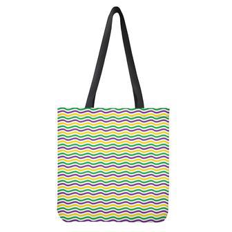 Mardi Gras Wave Pattern Print Tote Bag | Newhawaiianshirts DE