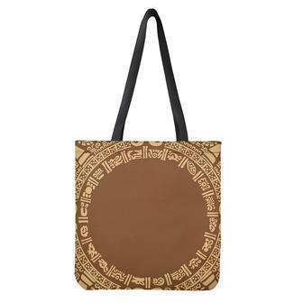 Mayan Circle Symbol Print Tote Bag | Newhawaiianshirts UK