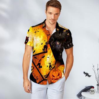 Men Halloween Hawaiian Shirts Black Cat | Newhawaiianshirts UK