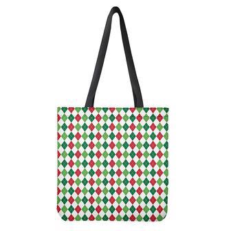 Merry Christmas Argyle Pattern Print Tote Bag | Newhawaiianshirts