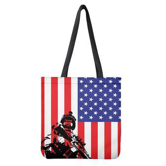 Military American Flag Print Tote Bag | Newhawaiianshirts DE