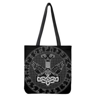 Mjolnir And Scandinavian Runes Print Tote Bag | Newhawaiianshirts AU