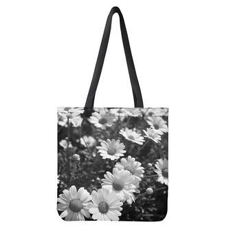 Monochrome Daisy Flower Print Tote Bag | Newhawaiianshirts DE